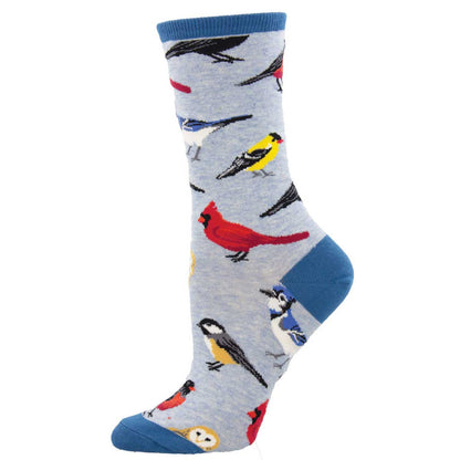 Bird is the Word Socks - MED - Blue Heather